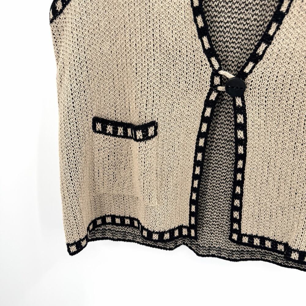 Vintage 80s 90s Barbara Katz Beige Black Pocket Sweater Vest Womens Small - Picture 5 of 7